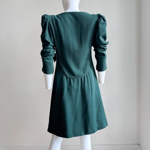 Vintage Brian Winston Deep Green Bow Detail Cocktail Dress S - Picture 8 of 10